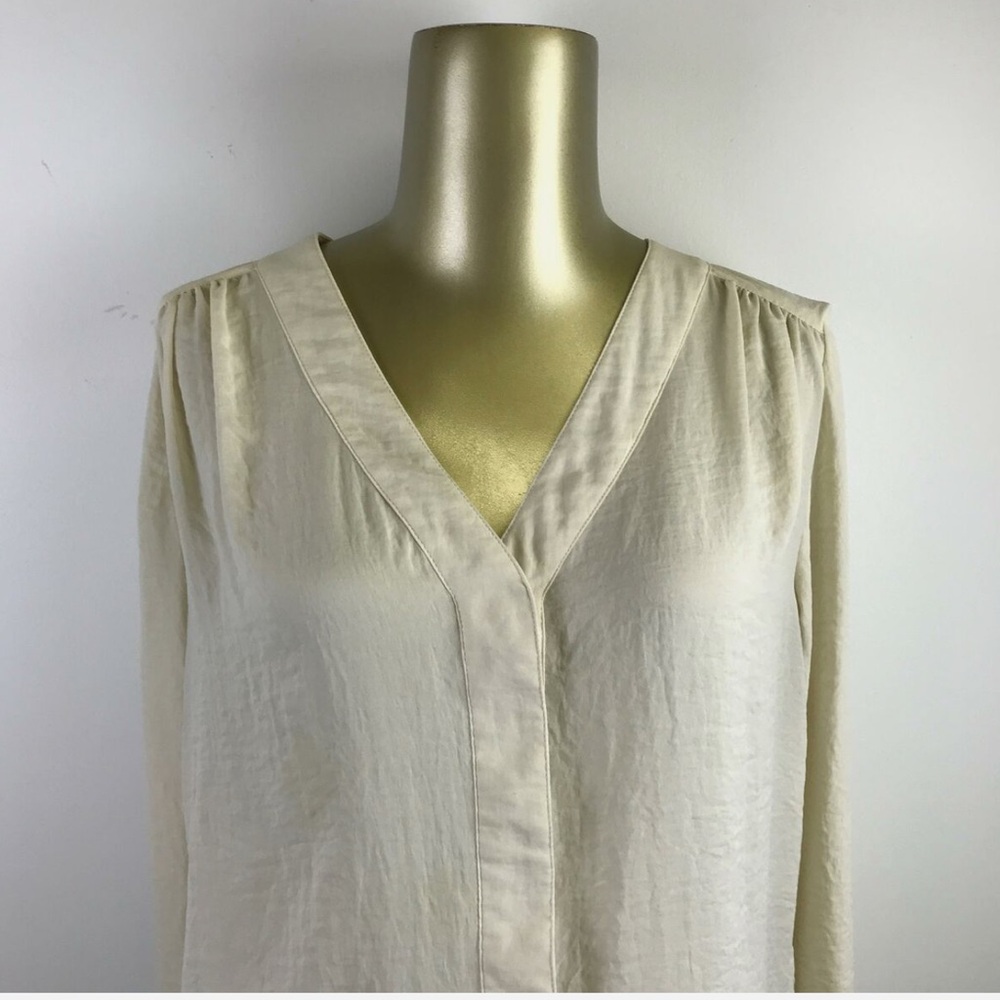 Elegant Cream V-Neck Women's Top